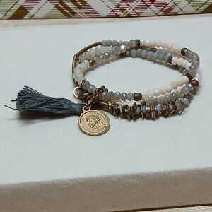 Hand Crafted Multi Strand Stretchy Beaded Tassel Bracelet Fashion Jewelry #42